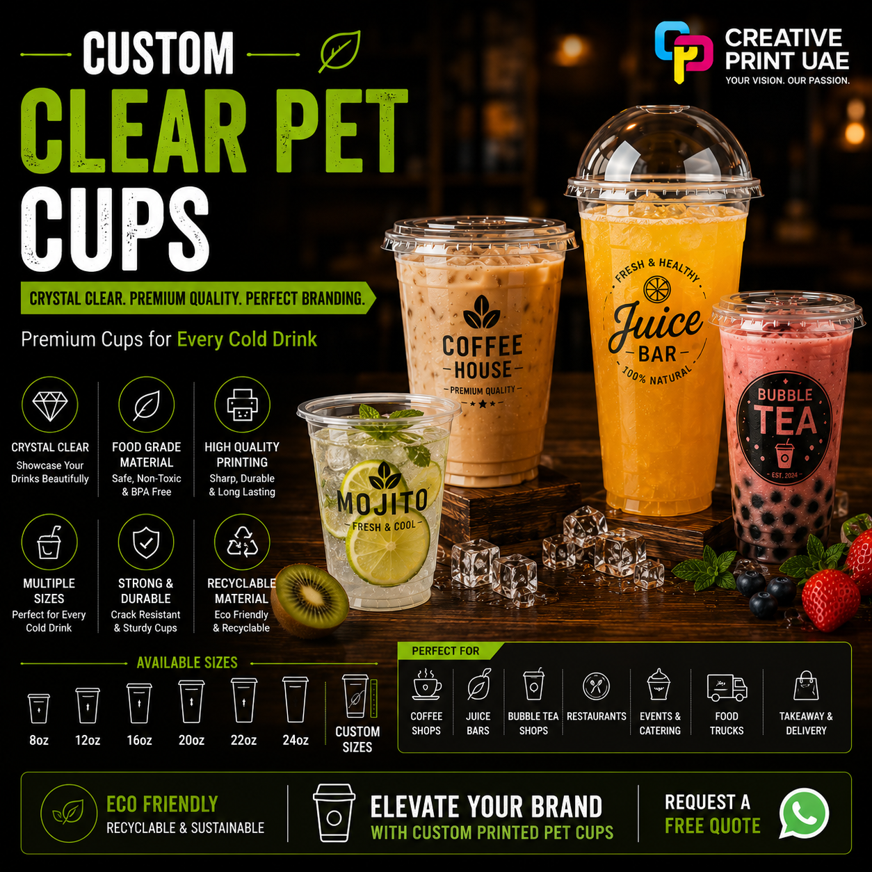 Custom Plastic Cup Printing Dubai | Branded PET & PP Cups