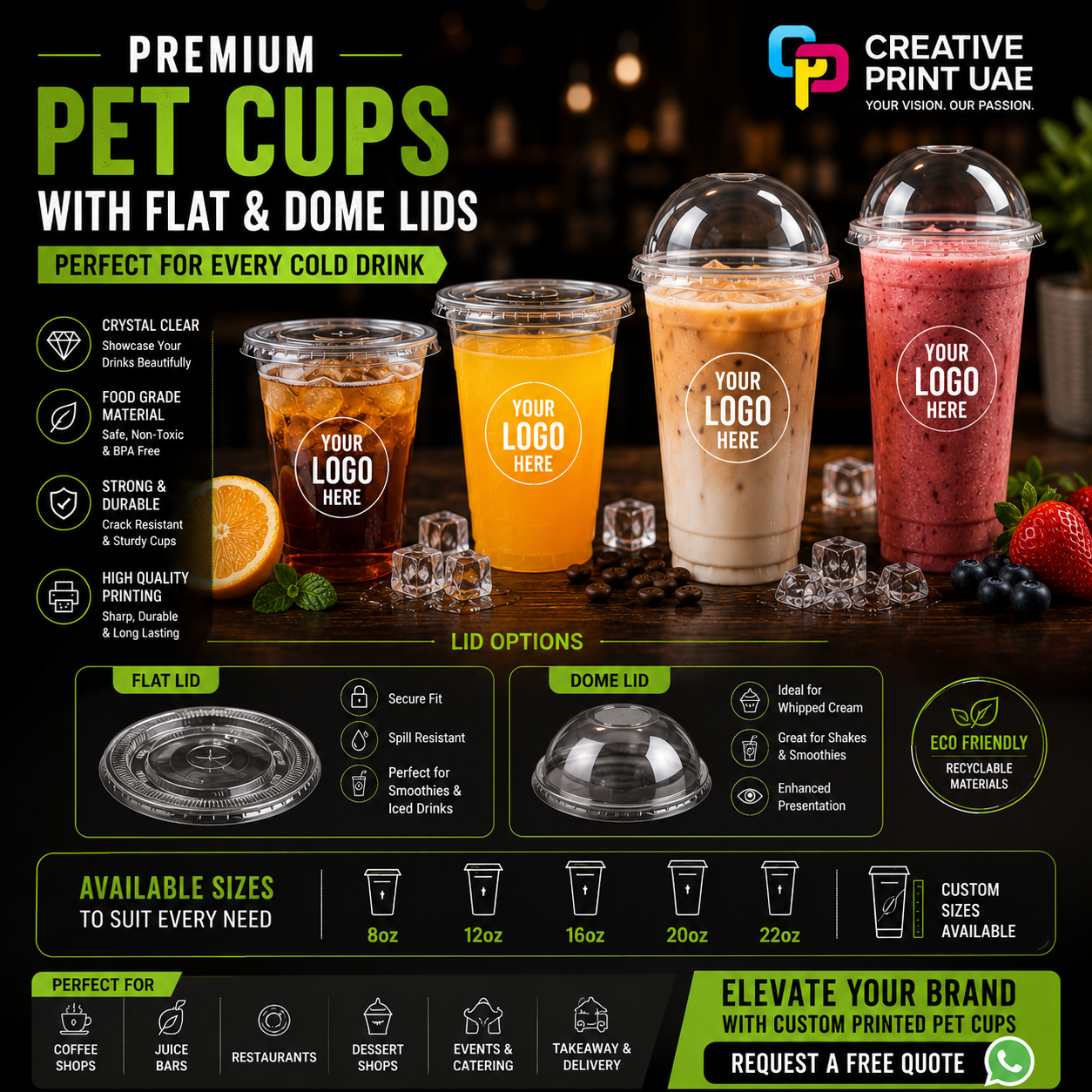 Custom Plastic Cup Printing Dubai | Branded PET & PP Cups